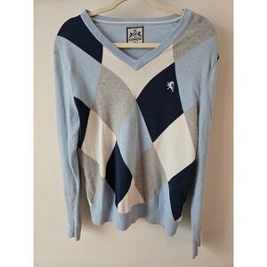 EXPRESS Mens‎ Light Blue Argyle V Neck Sweater Size S P